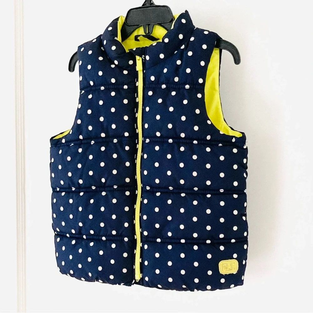 GAP Toddler Vest with Navy and White Polka Dots